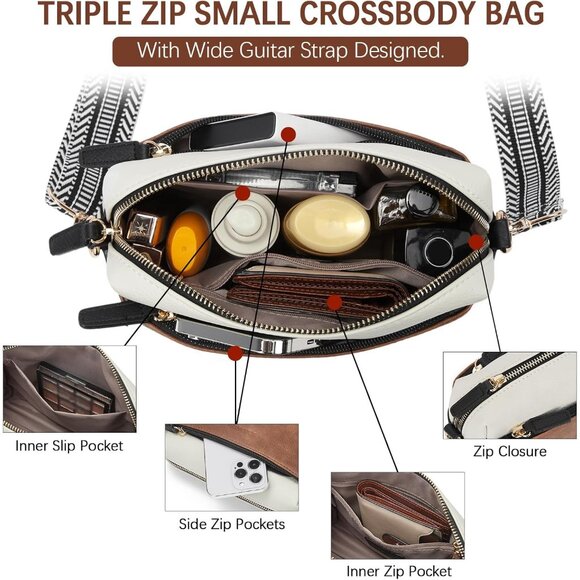 Small Designer Crossbody 0-brownBlack Bag Women Cell Phone Purse Shoulder Wallet - Picture 6 of 7